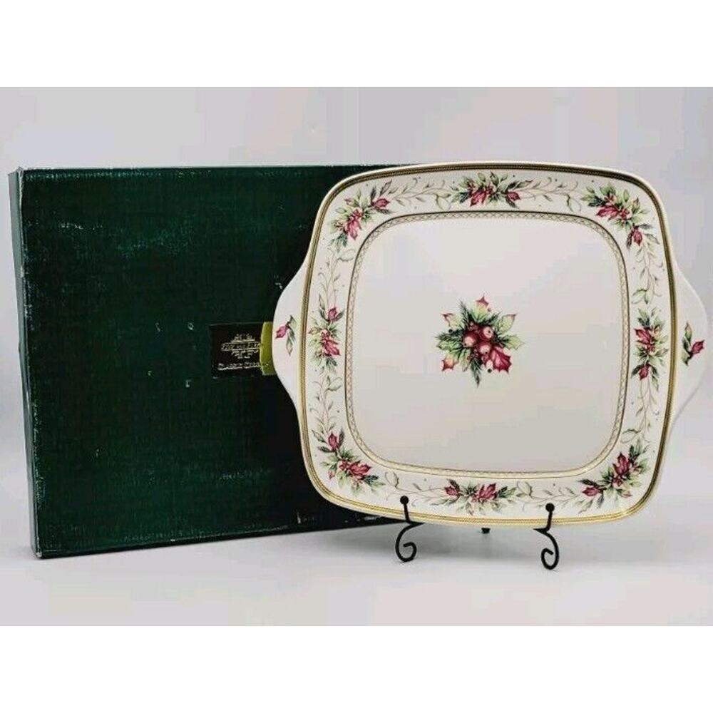 Fitz & Floyd Winter Holiday Classic Choices Large Square Handled Severing Tray